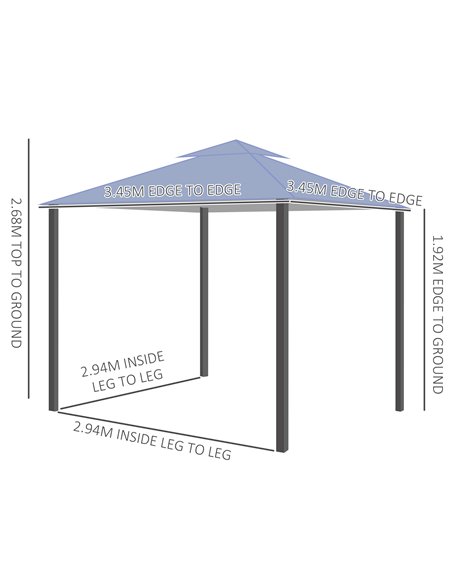 Outsunny 3.5x3.5m Side-Less Outdoor Gazebo with 2-Tier Roof, Steel Frame, Grey - pic 18829 | FastDaddyshop
