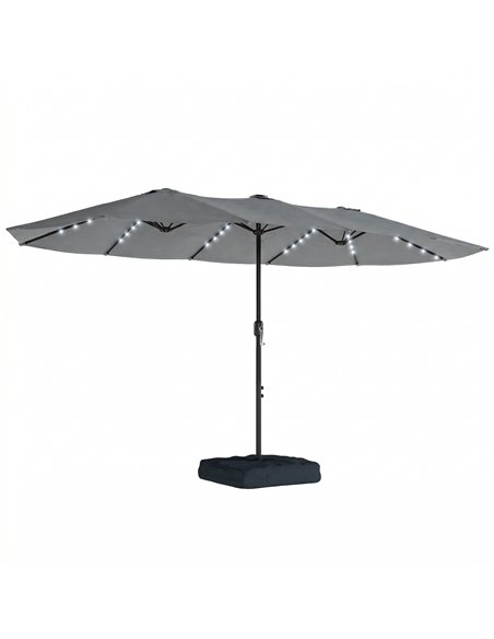Outsunny Patio Umbrella Double-Sided Outdoor Umbrella with Solar Lights Base, Grey - pic 188302 | FastDaddyshop
