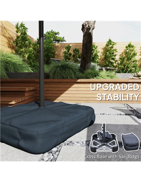Outsunny Patio Umbrella Double-Sided Outdoor Umbrella with Solar Lights Base, Grey - pic 188309 | FastDaddyshop