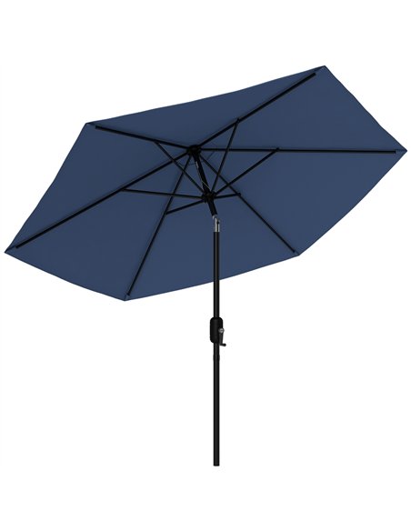 Outsunny 2.6 m Garden Parasol Umbrella with Aluminium Pole, Outdoor Patio Umbrella with Tilt and Crank, Vent, Navy Blue - pic 188320 | FastDaddyshop