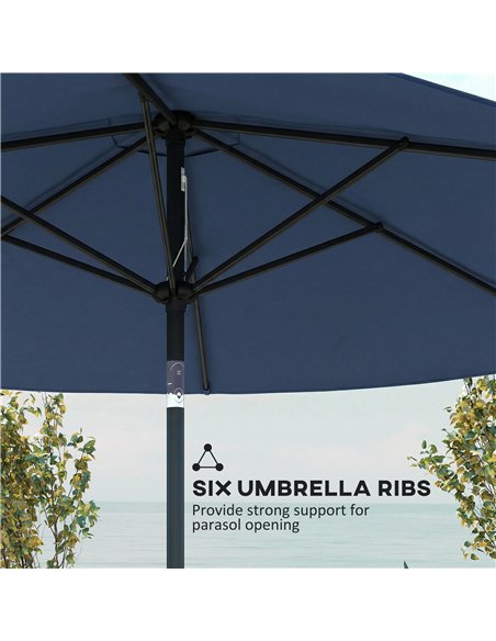 Outsunny 2.6 m Garden Parasol Umbrella with Aluminium Pole, Outdoor Patio Umbrella with Tilt and Crank, Vent, Navy Blue - pic 188327 | FastDaddyshop