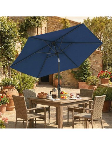 Outsunny 2.6 m Garden Parasol Umbrella with Aluminium Pole, Outdoor Patio Umbrella with Tilt and Crank, Vent, Navy Blue