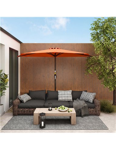 Outsunny Half Round Parasol Umbrella - Orange