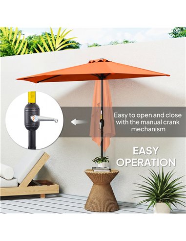 Outsunny Half Round Parasol Umbrella - Orange