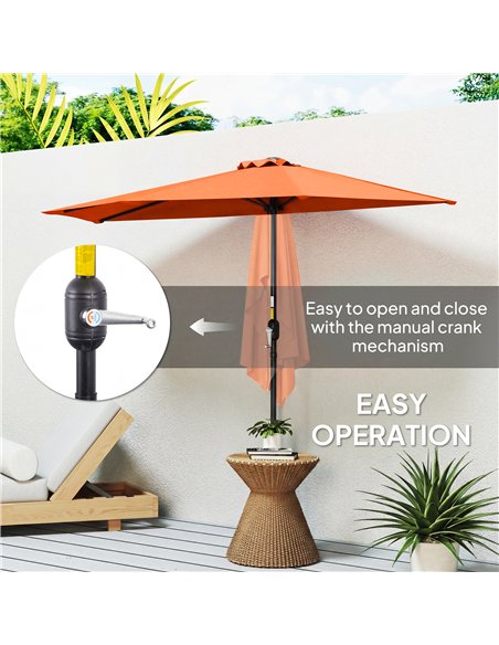 Outsunny Half Round Parasol Umbrella - Orange - pic 188332 | FastDaddyshop