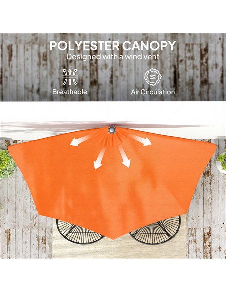 Outsunny Half Round Parasol Umbrella - Orange - pic 188334 | FastDaddyshop