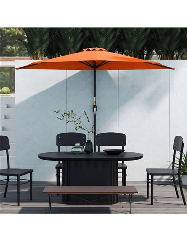 Outsunny Half Round Parasol Umbrella - Orange
