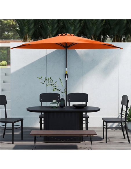 Outsunny Half Round Parasol Umbrella - Orange - pic 188336 | FastDaddyshop