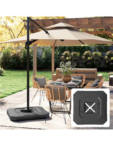 Outsunny 2PCS Umbrella Weights for Cantilever Parasols, Parasol Base Weights, 80 kg for Water or 105 kg Water and Sand Mix, Blac