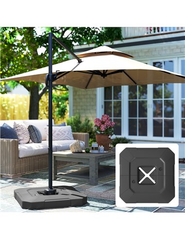 Outsunny 2PCS Umbrella Weights for Cantilever Parasols, Parasol Base Weights, 80 kg for Water or 105 kg Water and Sand Mix, Blac