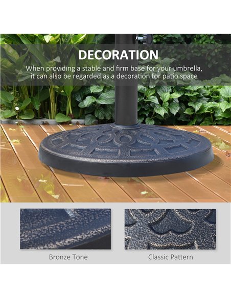 Outsunny 12kg Garden Parasol Base, Round Resin Sun Umbrella Base, Outdoor Umbrella Stand for 38mm or 48mm Outdoor Umbrella Poles - pic 188350 | FastDaddyshop