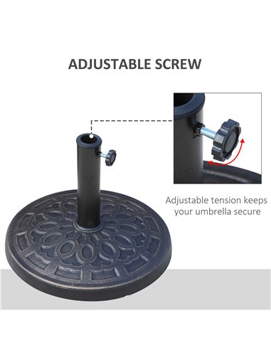 Outsunny 12kg Garden Parasol Base, Round Resin Sun Umbrella Base, Outdoor Umbrella Stand for 38mm or 48mm Outdoor Umbrella Poles