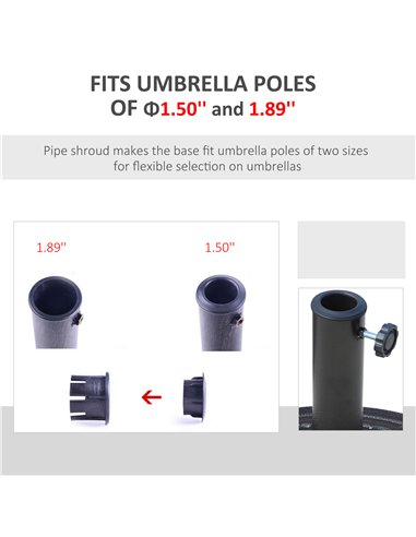 Outsunny 12kg Garden Parasol Base, Round Resin Sun Umbrella Base, Outdoor Umbrella Stand for 38mm or 48mm Outdoor Umbrella Poles