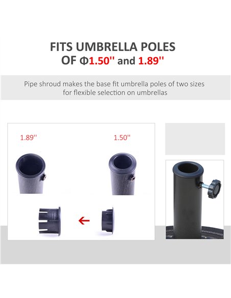 Outsunny 12kg Garden Parasol Base, Round Resin Sun Umbrella Base, Outdoor Umbrella Stand for 38mm or 48mm Outdoor Umbrella Poles - pic 188352 | FastDaddyshop