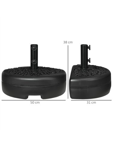 Outsunny Water/Sand Fillable Half Parasol Umbrella Base - Black