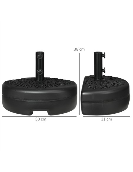 Outsunny Water/Sand Fillable Half Parasol Umbrella Base - Black - pic 188358 | FastDaddyshop