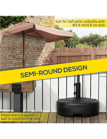 Outsunny Water/Sand Fillable Half Parasol Umbrella Base - Black - pic 188359 | FastDaddyshop