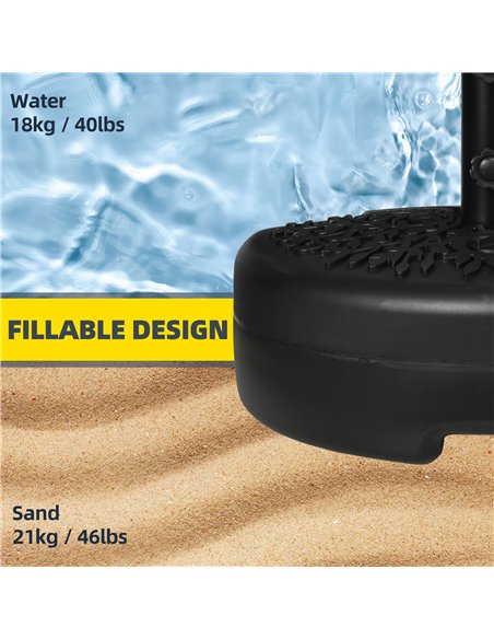 Outsunny Water/Sand Fillable Half Parasol Umbrella Base - Black - pic 188360 | FastDaddyshop