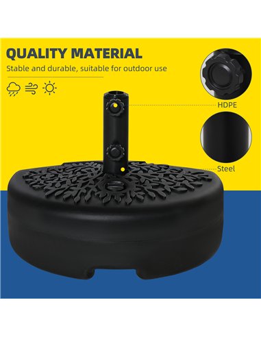 Outsunny Water/Sand Fillable Half Parasol Umbrella Base - Black
