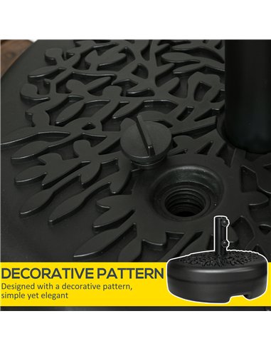 Outsunny Water/Sand Fillable Half Parasol Umbrella Base - Black