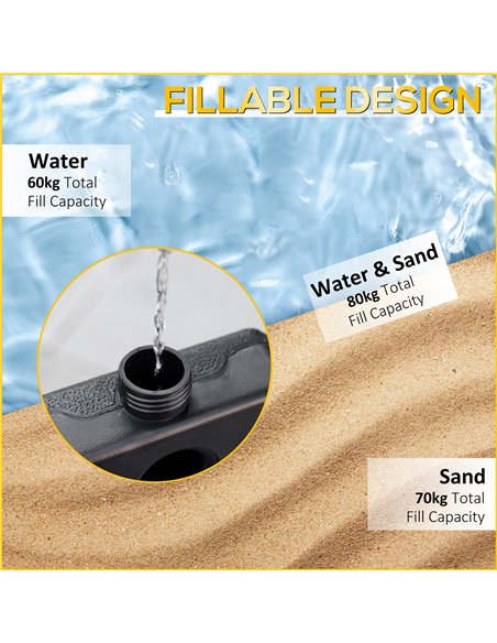 Outsunny Four-Piece Plastic Cantilever Parasol Base - Black - pic 188369 | FastDaddyshop