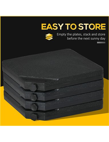 Outsunny Four-Piece Plastic Cantilever Parasol Base - Black