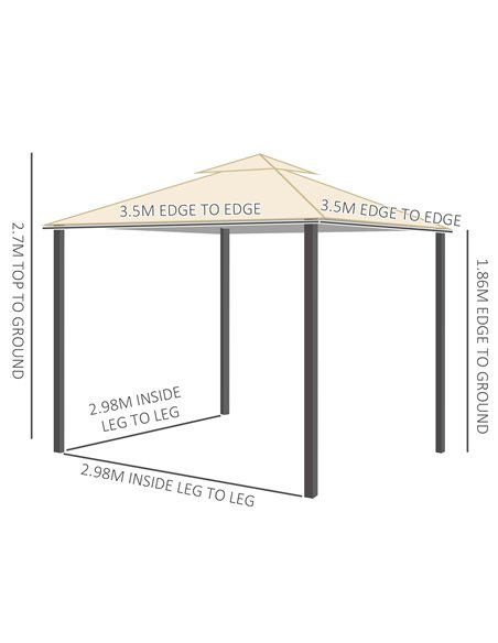 Outsunny 3.5x3.5m Side-Less Outdoor Gazebo with 2-Tier Roof, Steel Frame, Beige - pic 18838 | FastDaddyshop
