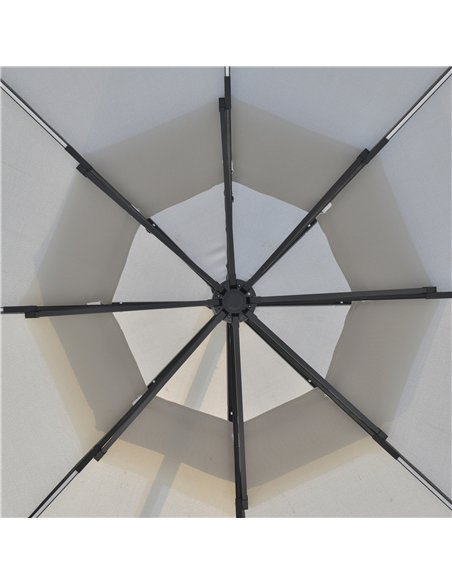 Outsunny 3(m) Cantilever Banana Parasol Hanging Umbrella with Double Roof, LED Solar lights, Crank, 8 Sturdy Ribs and Cross Base - pic 188382 | FastDaddyshop