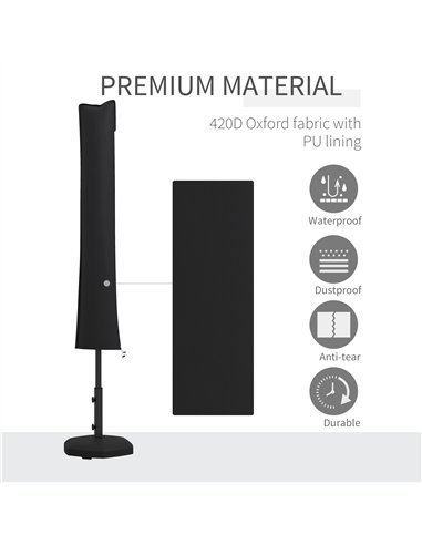 Outsunny Parasol Cover, Cantilever Umbrella Cover for 2-3.5 m Parasols, 420D Oxford Fabric Banana Umbrella Protector with Zipper