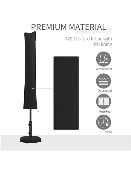 Outsunny Parasol Cover, Cantilever Umbrella Cover for 2-3.5 m Parasols, 420D Oxford Fabric Banana Umbrella Protector with Zipper - pic 188395 | FastDaddyshop