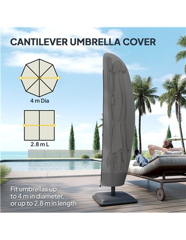 Outsunny Parasol Cover, 600D Oxford Cantilever Umbrella Cover Fit for 2-4m Parasol, Banana Umbrella Protector with Zipper for Ou