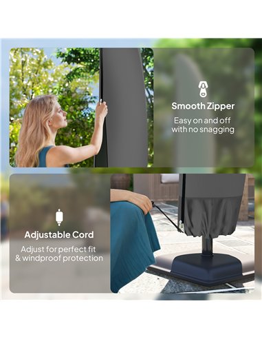 Outsunny Parasol Cover, 600D Oxford Cantilever Umbrella Cover Fit for 2-4m Parasol, Banana Umbrella Protector with Zipper for Ou