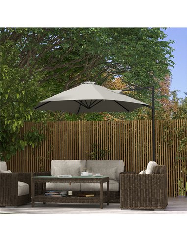 Outsunny 2.5m Rotating Cantilever Parasol - Light Grey