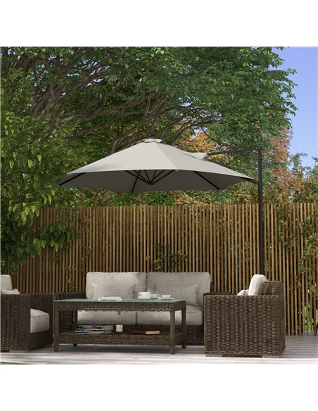 Outsunny 2.5m Rotating Cantilever Parasol - Light Grey - pic 188411 | FastDaddyshop