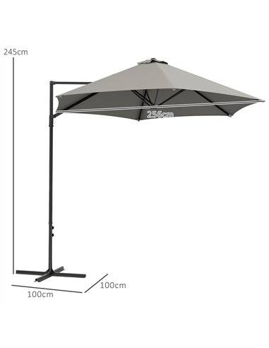Outsunny 2.5m Rotating Cantilever Parasol - Light Grey