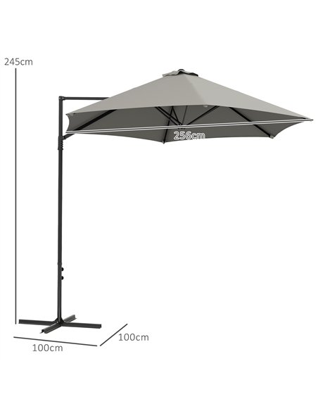 Outsunny 2.5m Rotating Cantilever Parasol - Light Grey - pic 188412 | FastDaddyshop