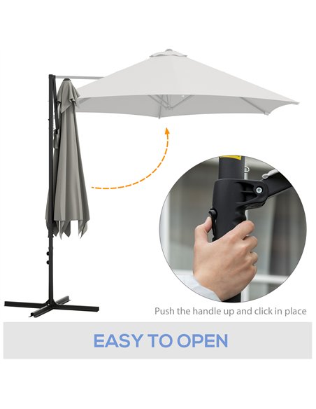 Outsunny 2.5m Rotating Cantilever Parasol - Light Grey - pic 188413 | FastDaddyshop