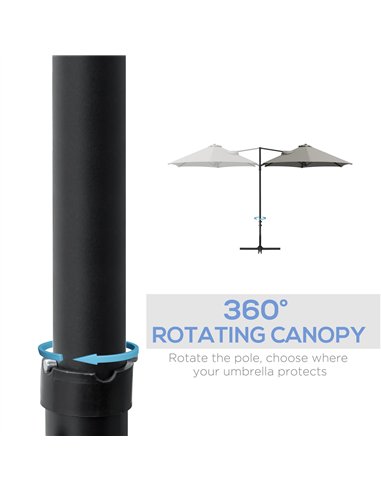Outsunny 2.5m Rotating Cantilever Parasol - Light Grey