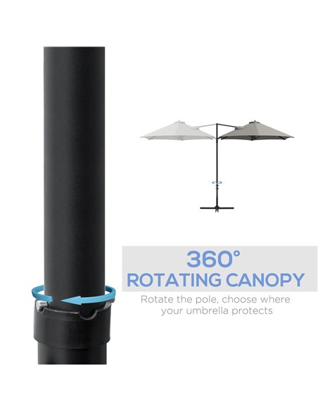 Outsunny 2.5m Rotating Cantilever Parasol - Light Grey - pic 188414 | FastDaddyshop