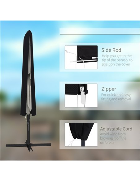 Outsunny Garden Parasol Cover, Outdoor Patio Umbrella Protector Weatherproof Garden Patio with Rod, Zipper for 2-4m Parasol, Φ60 - pic 188423 | FastDaddyshop