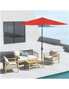 Outsunny 2 x 3 m Rectangular Parasol Umbrella - Red 2