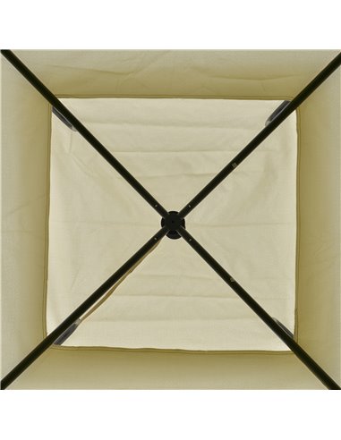 Outsunny 3.5x3.5m Side-Less Outdoor Canopy Tent Gazebo w/ 2-Tier Roof Steel Frame Garden Party Gathering Shelter Beige