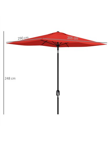 Outsunny 2 x 3 m Rectangular Parasol Umbrella - Red