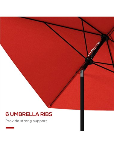 Outsunny 2 x 3 m Rectangular Parasol Umbrella - Red