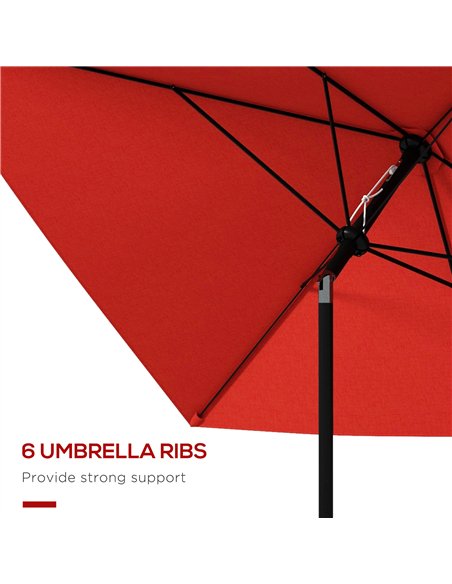 Outsunny 2 x 3 m Rectangular Parasol Umbrella - Red - pic 188433 | FastDaddyshop