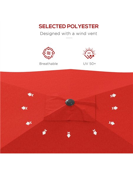 Outsunny 2 x 3 m Rectangular Parasol Umbrella - Red - pic 188434 | FastDaddyshop