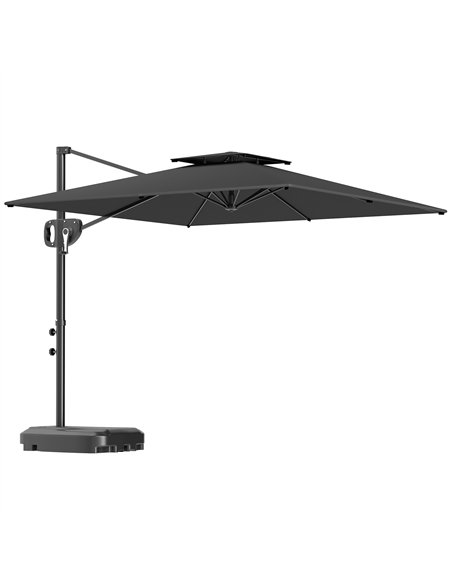 Outsunny Cantilever Parasol with Weighted Base Double Top Garden Parasol Square Hanging Patio Umbrella with Crank Tilt Dark Grey - pic 188446 | FastDaddyshop