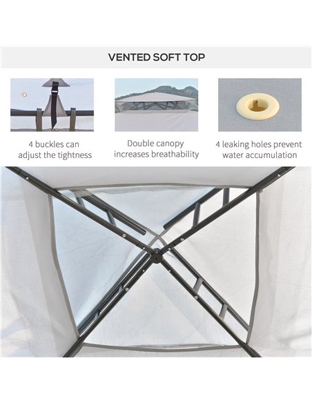 Outsunny 3x3M Metal Gazebo with 2-tier Roof, Netting, Grey - pic 18848 | FastDaddyshop