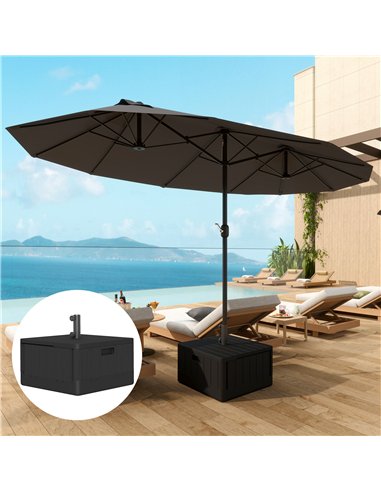 Outsunny Garden Parasol Base Outdoor Umbrella Stand with Wheels Handles, Garden Umbrella Base, Filled Up to 80kg with Stand or 5