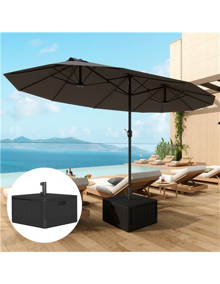 Outsunny Garden Parasol Base Outdoor Umbrella Stand with Wheels Handles, Garden Umbrella Base, Filled Up to 80kg with Stand or 5 - pic 188483 | FastDaddyshop